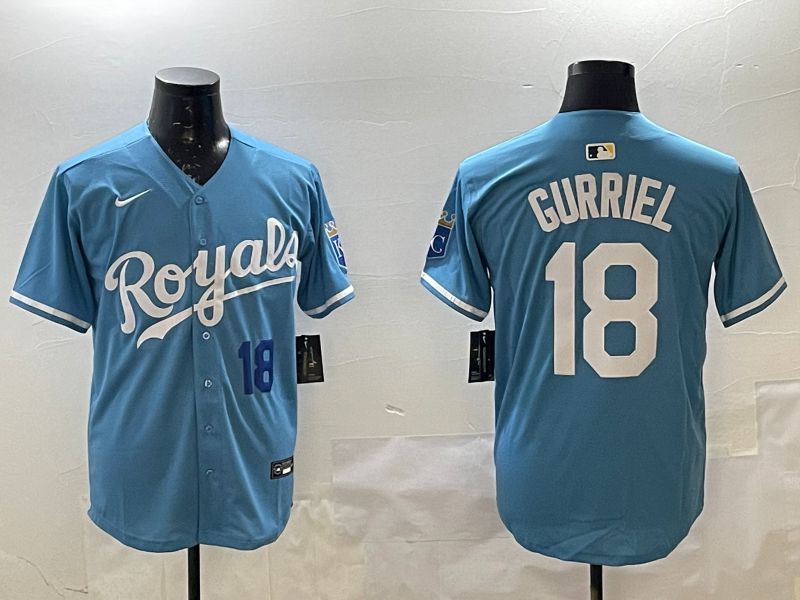 Men Kansas City Royals #18 Gurriel Light Blue Game 2025 Nike MLB Jersey style 2